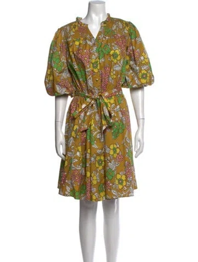 Pre-owned Tory Burch Floral Print Mini Dress In Yellow