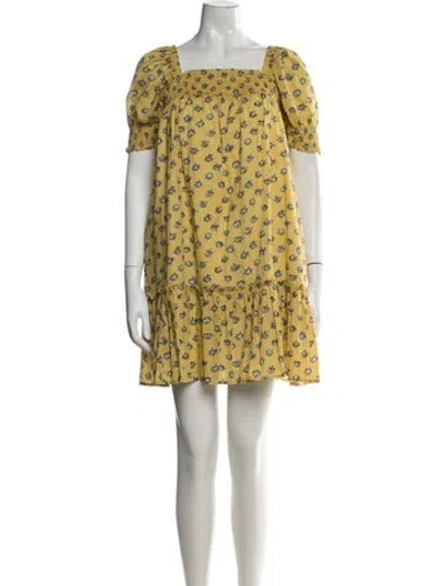 Pre-owned Tory Burch Floral Print Mini Dress In Yellow