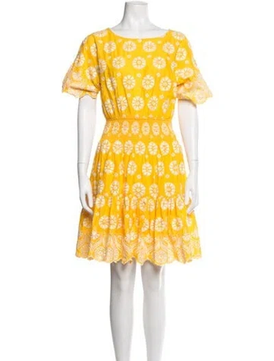 Pre-owned Tory Burch Floral Print Mini Dress In Yellow