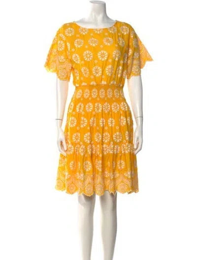Pre-owned Tory Burch Floral Print Mini Dress In Yellow