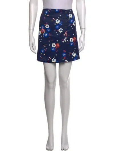 Pre-owned Tory Burch Floral Print Mini Shorts In Blue