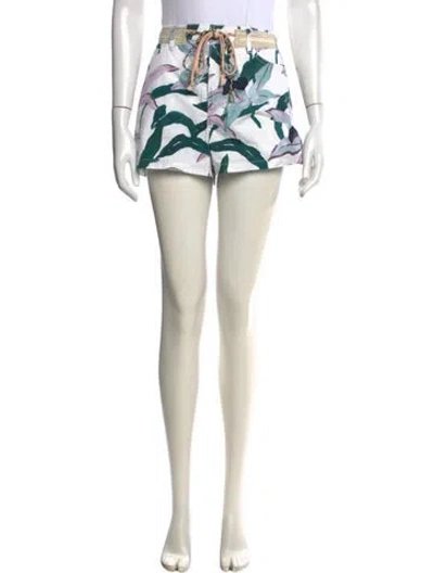 Pre-owned Tory Burch Floral Print Mini Shorts In Neutral