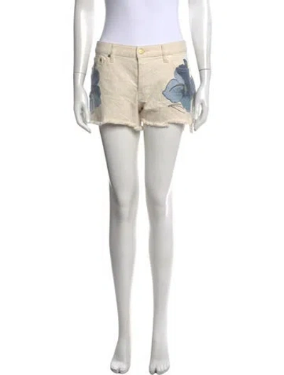 Pre-owned Tory Burch Floral Print Mini Shorts In Neutrals