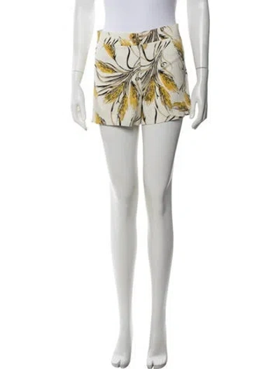 Pre-owned Tory Burch Floral Print Mini Shorts In Neutrals