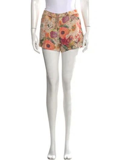 Pre-owned Tory Burch Floral Print Mini Shorts In Orange