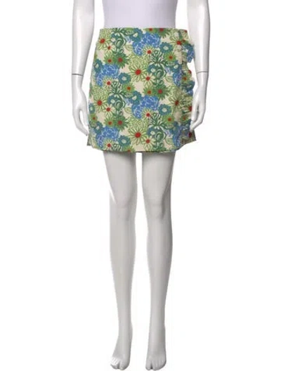 Pre-owned Tory Burch Floral Print Mini Shorts In Yellow