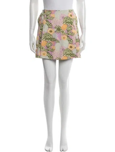 Pre-owned Tory Burch Floral Print Mini Skirt In Blue