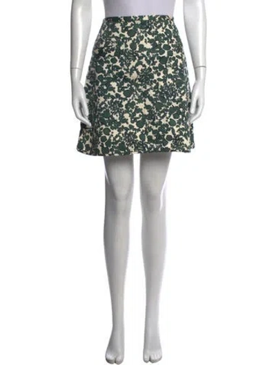 Pre-owned Tory Burch Floral Print Mini Skirt In Green