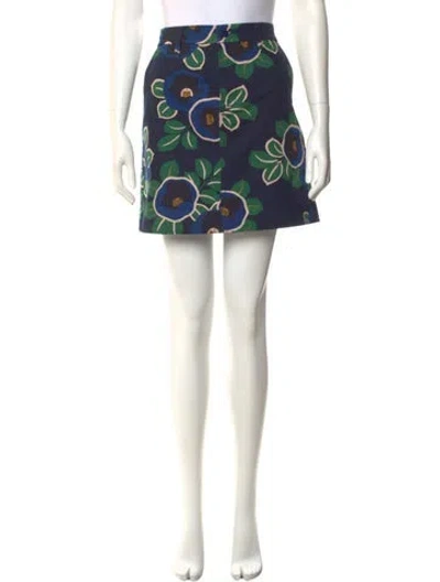 Pre-owned Tory Burch Floral Print Mini Skirt In Multi