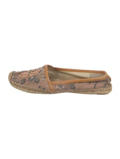 Pre-owned Tory Burch Floral Print Mules In Brown