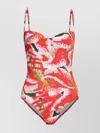Tory Burch Floral Print One Piece Swimsuit In Orange
