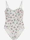 Tory Burch Floral Print One-piece Swimsuit In White