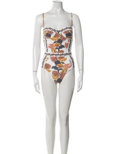Pre-owned Tory Burch Floral Print One-piece In Neutrals