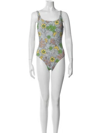 Pre-owned Tory Burch Floral Print One-piece In Neutrals