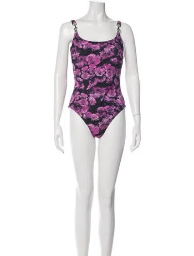 Pre-owned Tory Burch Floral Print One-piece W/ Tags In Neutral