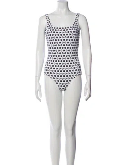 Pre-owned Tory Burch Floral Print One-piece In White