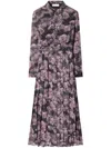 Tory Burch Pleated Floral-print Silk Midi Shirt Dress In Pink