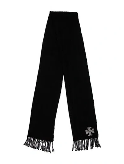 Pre-owned Tory Burch Floral Print Scarf In Black