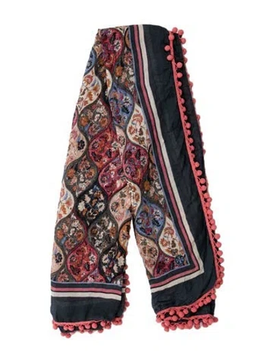 Pre-owned Tory Burch Floral Print Scarf In Blue