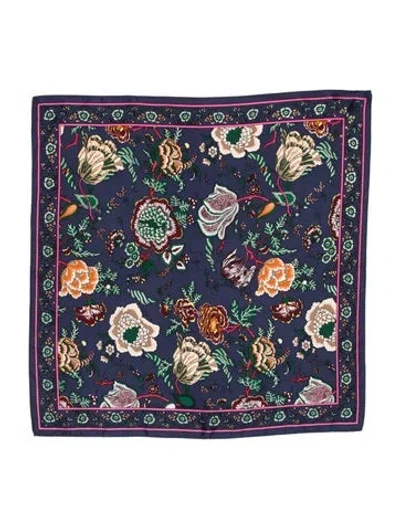 Pre-owned Tory Burch Floral Print Scarf In Blue