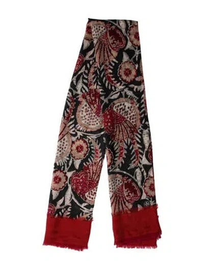 Pre-owned Tory Burch Floral Print Scarf In Neutral