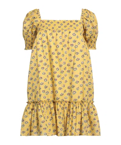 Tory Burch Floral Print Short-sleeve Dress In Yellow