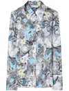Tory Burch Silk Twill Printed Shirt In Grey