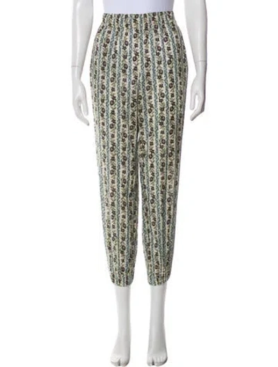 Pre-owned Tory Burch Floral Print Skinny Leg Pants In Neutral