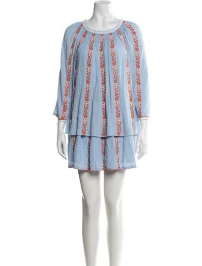Pre-owned Tory Burch Floral Print Skirt Set W/ Tags In Blue
