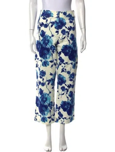 Pre-owned Tory Burch Floral Print Straight Leg Pants In Multi