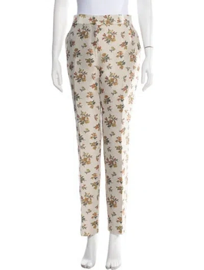 Pre-owned Tory Burch Floral Print Straight Leg Pants In Neutral