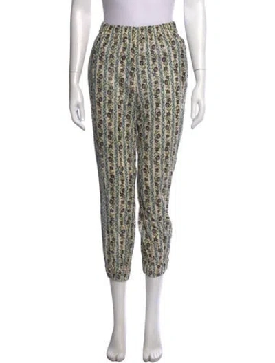Pre-owned Tory Burch Floral Print Straight Leg Pants In Neutral