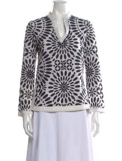 Pre-owned Tory Burch Floral Print V-neck Blouse In Multi