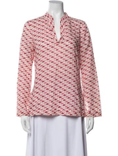 Pre-owned Tory Burch Floral Print V-neck Tunic In Pink