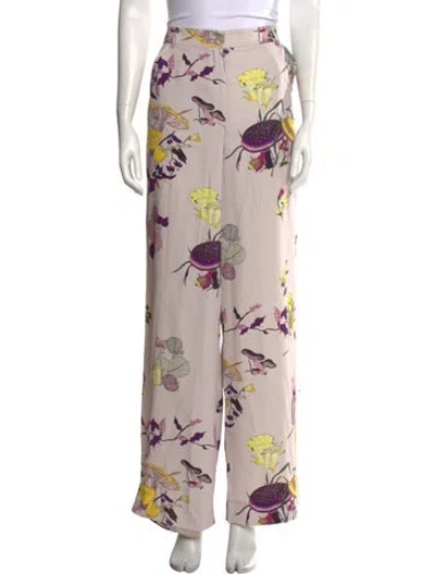 Pre-owned Tory Burch Floral Print Wide Leg Pants In Neutrals