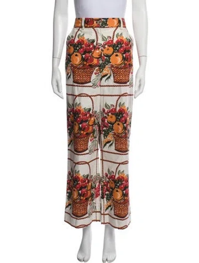 Pre-owned Tory Burch Floral Print Wide Leg Pants In Neutrals