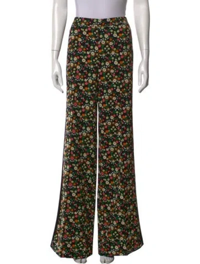 Pre-owned Tory Burch Floral Print Wide Leg Pants W/ Tags In Black