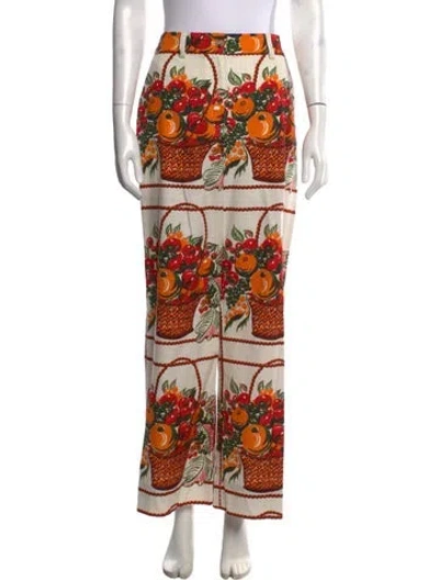 Pre-owned Tory Burch Floral Print Wide Leg Pants W/ Tags In White