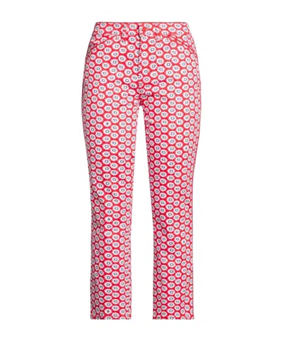 Tory Burch Floral Printed Cropped Jeans In Red