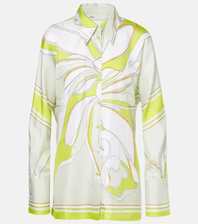 Tory Burch Floral Silk Shirt In Green