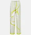 Tory Burch Elegant Printed Silk Pants For Women In Green