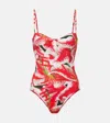 Tory Burch Floral Print One Piece Swimsuit