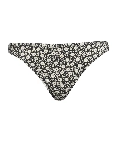 Tory Burch Floralprint Bikini Bottom In Black