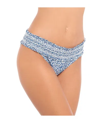 Tory Burch Floralprint Bikini Bottoms In Blue