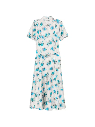 Tory Burch Floral-print Flared Shirt Dress In Multi