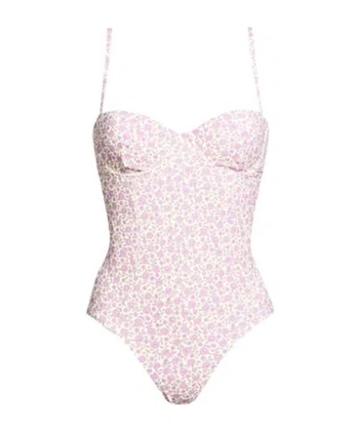Tory Burch Floral-print One-piece Swimsuits In Pink