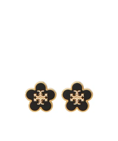 Tory Burch Flower Earrings In Torygold Black