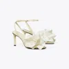 Tory Burch Flower Heeled Sandal In Metallic