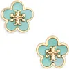 Tory Burch Flower Stud Earrings In Metallic