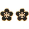 Tory Burch Two-tone Metal And Enamel Kira Earrings In Black